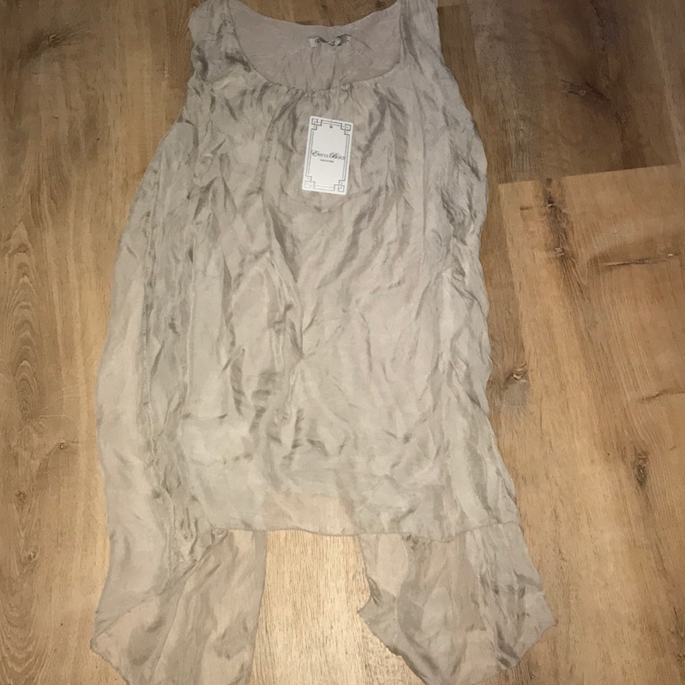 Elena Baldi Italian Silk Sleeves Blouse Large NWT